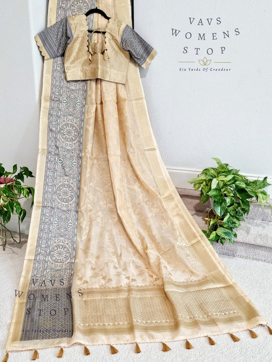 Peach Shade Semi Warm Organza Saree - Blouse