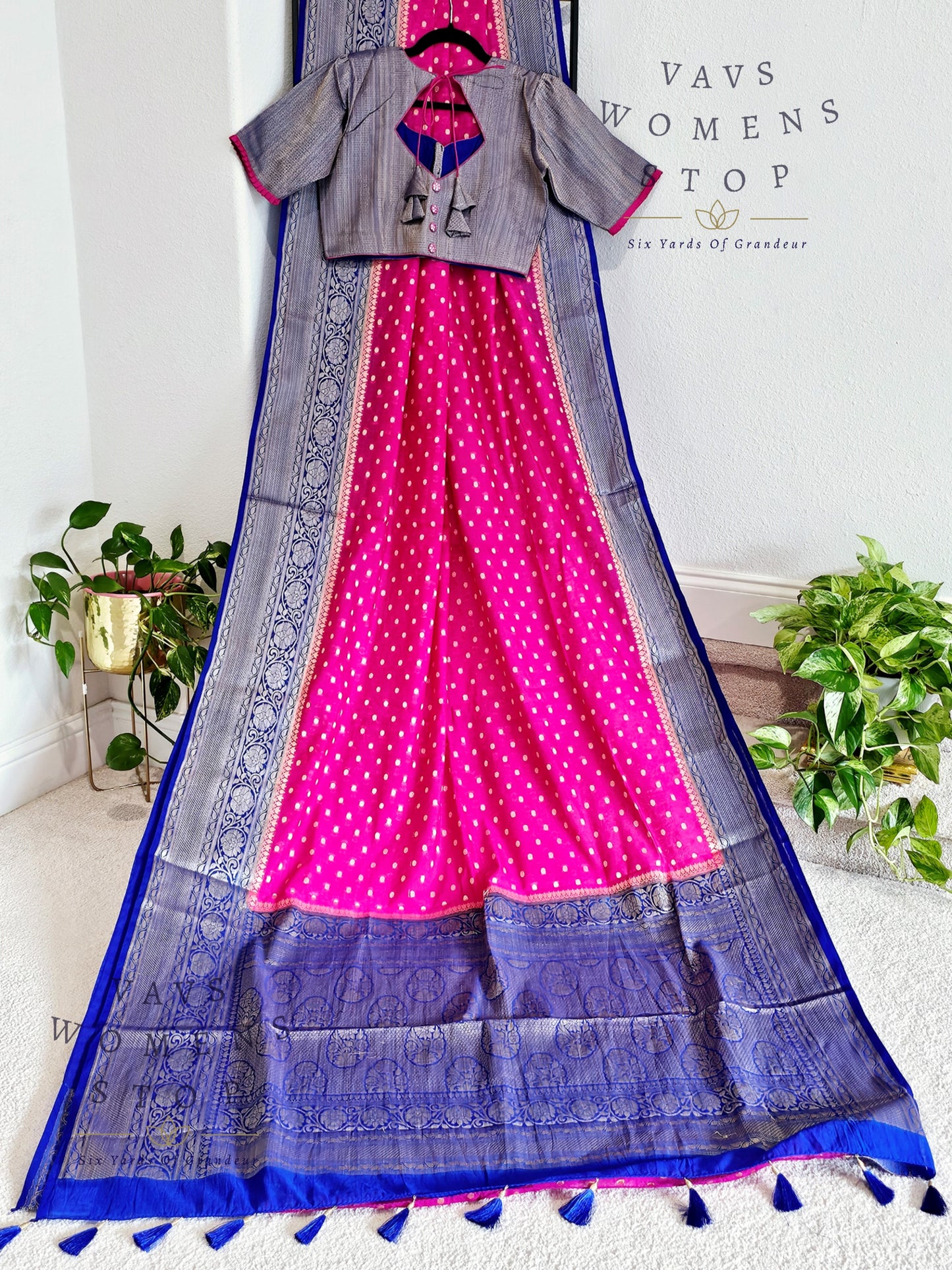 Semi Georgette Silk Cotton Saree - Blouse