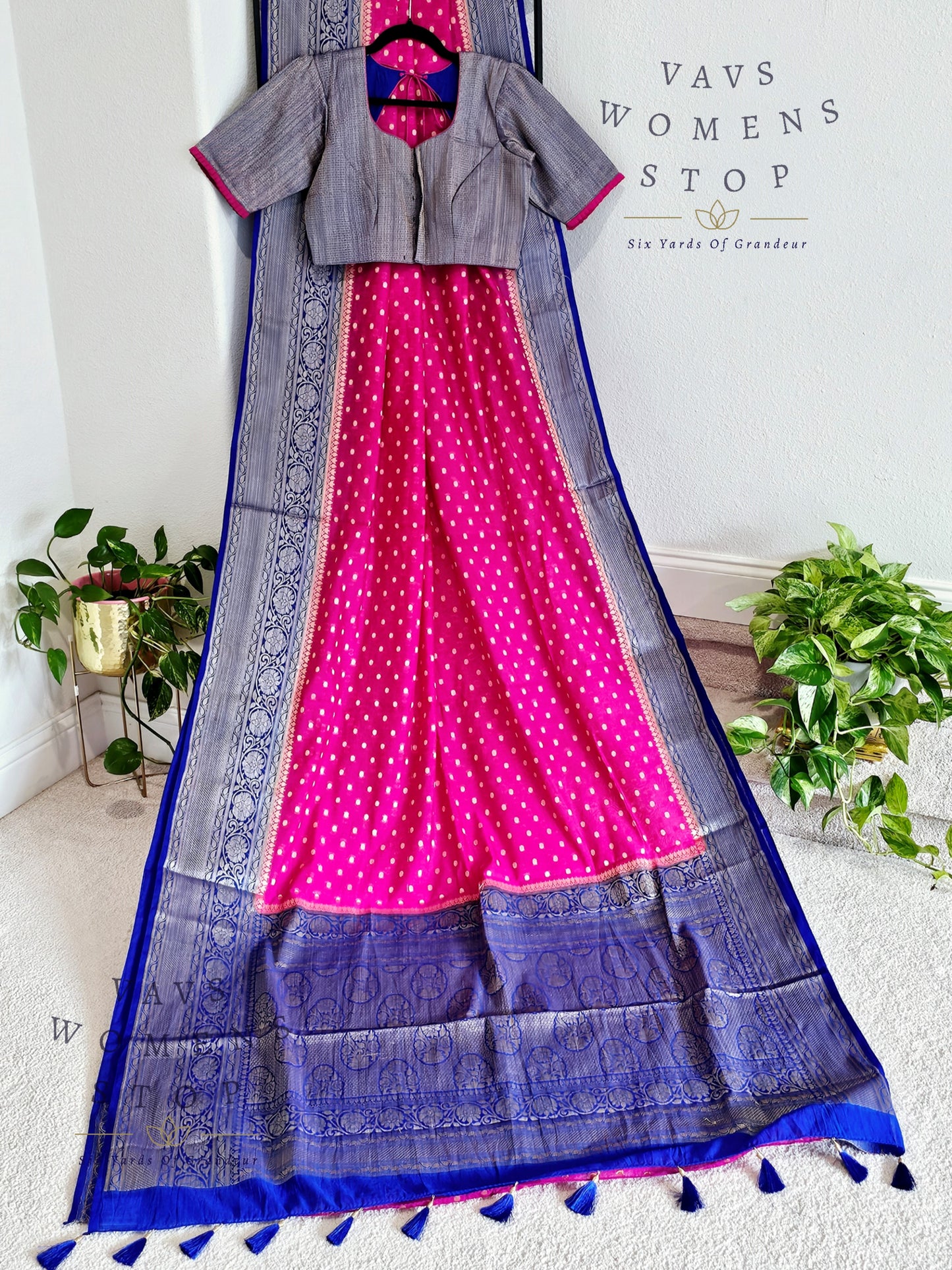 Semi Georgette Silk Cotton Saree - Blouse