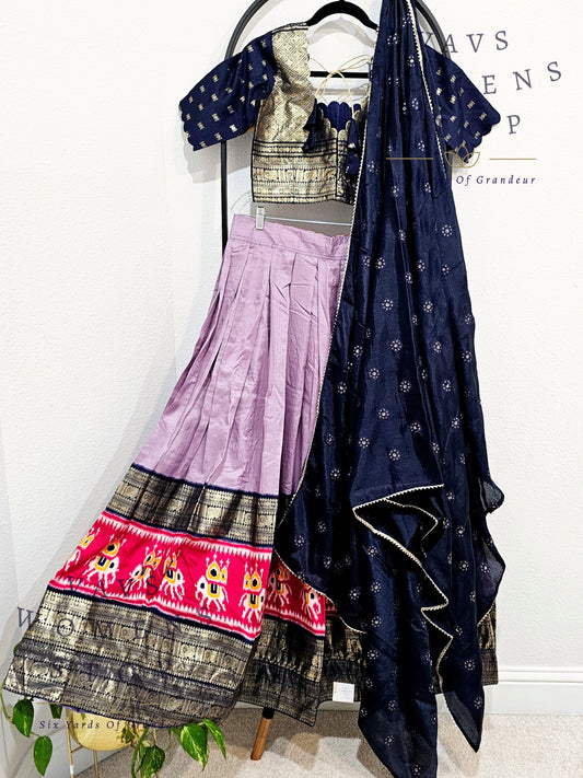 Munga Benarasi Patola Half Saree/ Lehenga Set