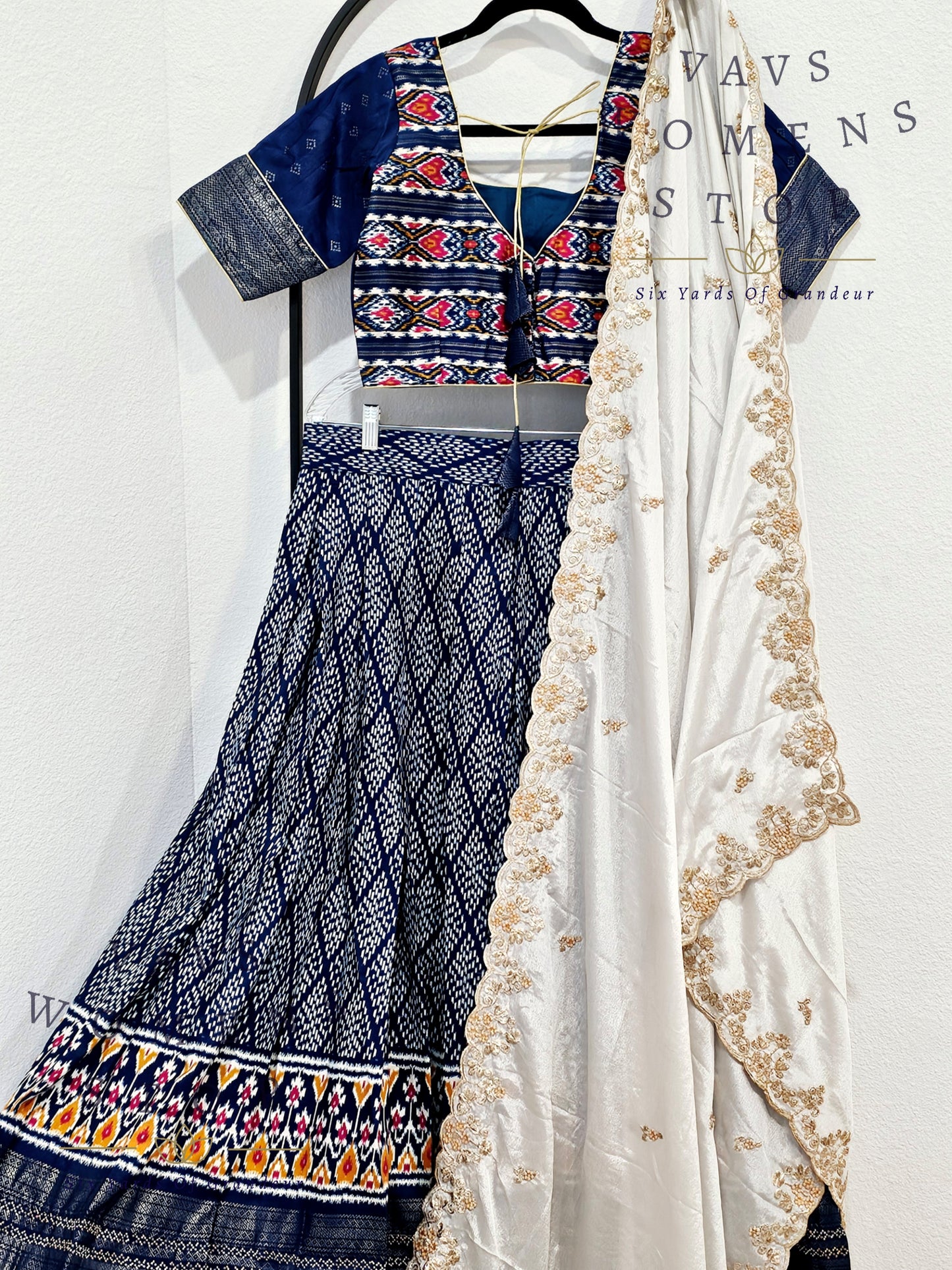 Munga Benarasi Soft Silk Patola Half Saree/ Lehenga Set
