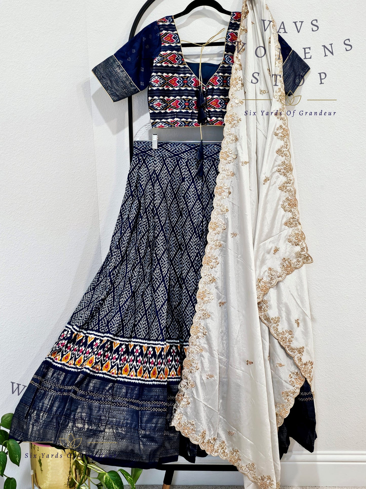 Munga Benarasi Soft Silk Patola Half Saree/ Lehenga Set