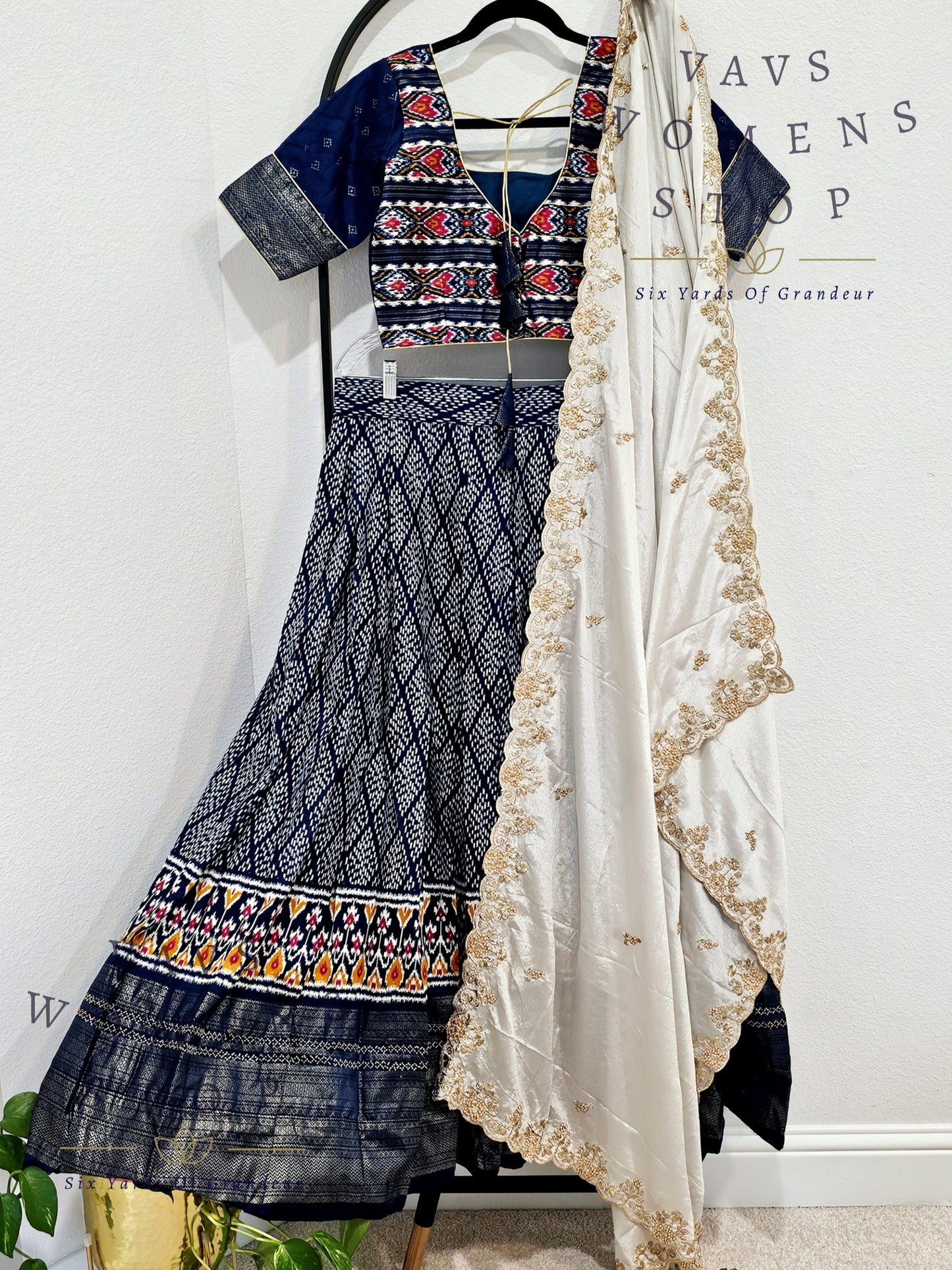 Munga Benarasi Soft Silk Patola Half Saree/ Lehenga Set