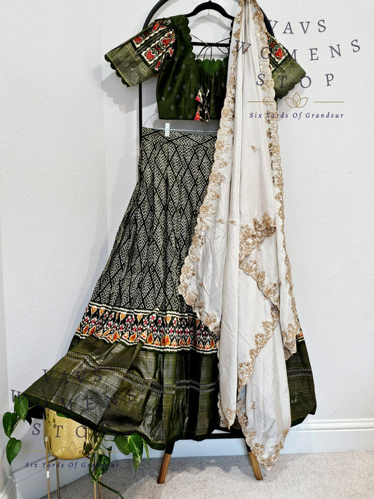 Munga Benarasi Soft Silk Patola Half Saree/ Lehenga Set