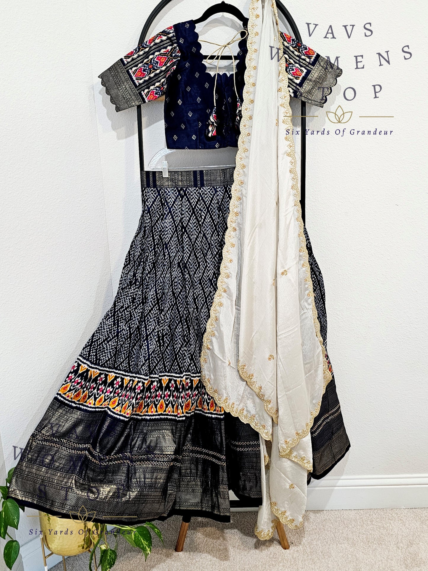 Munga Benarasi Soft Silk Patola Half Saree/ Lehenga Set