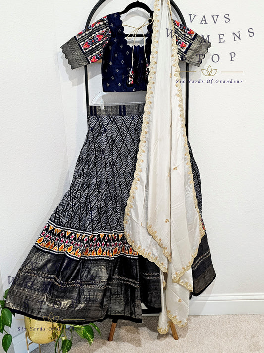 Munga Benarasi Soft Silk Patola Half Saree/ Lehenga Set