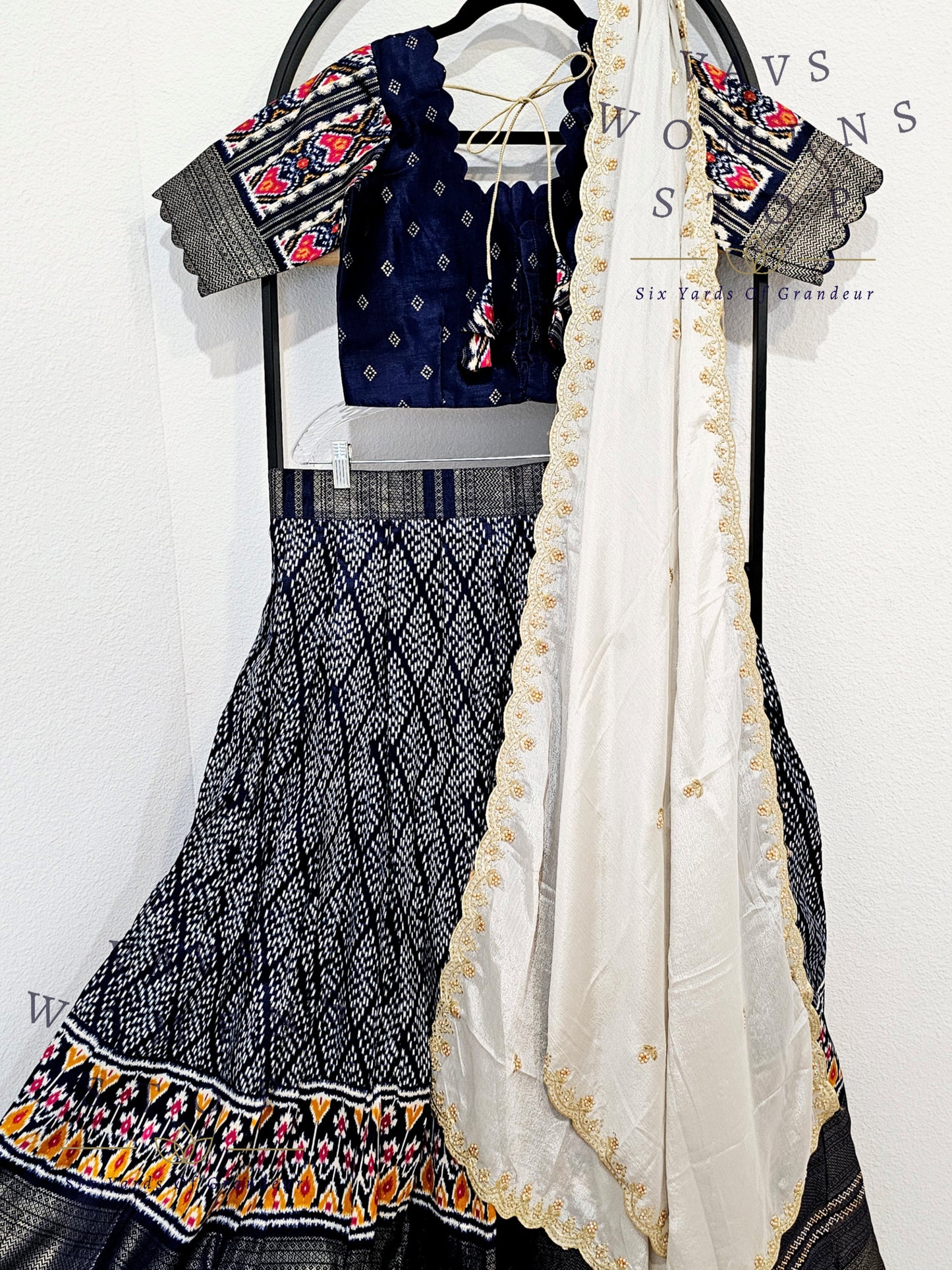 Munga Benarasi Soft Silk Patola Half Saree/ Lehenga Set