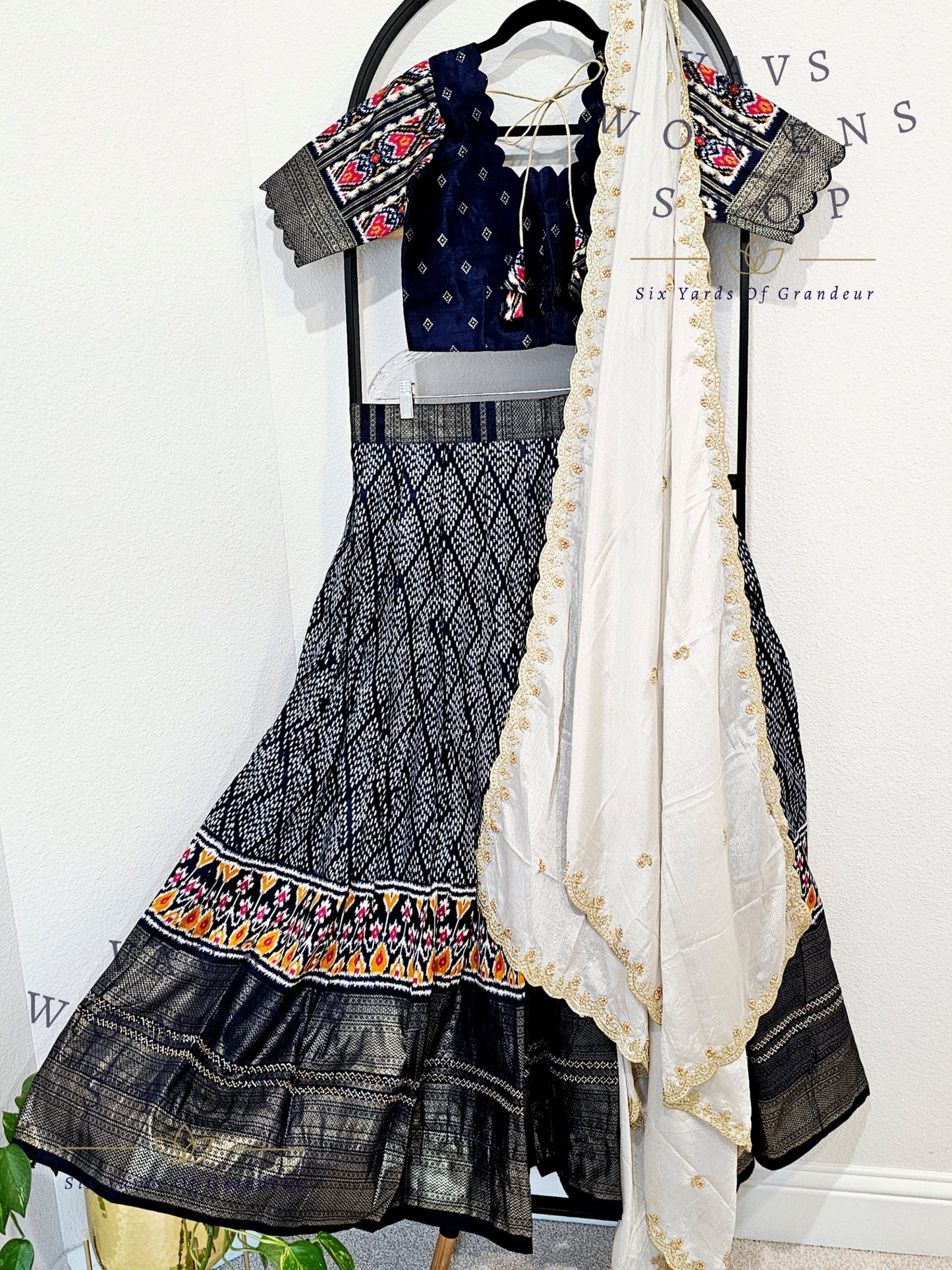 Munga Benarasi Soft Silk Patola Half Saree/ Lehenga Set