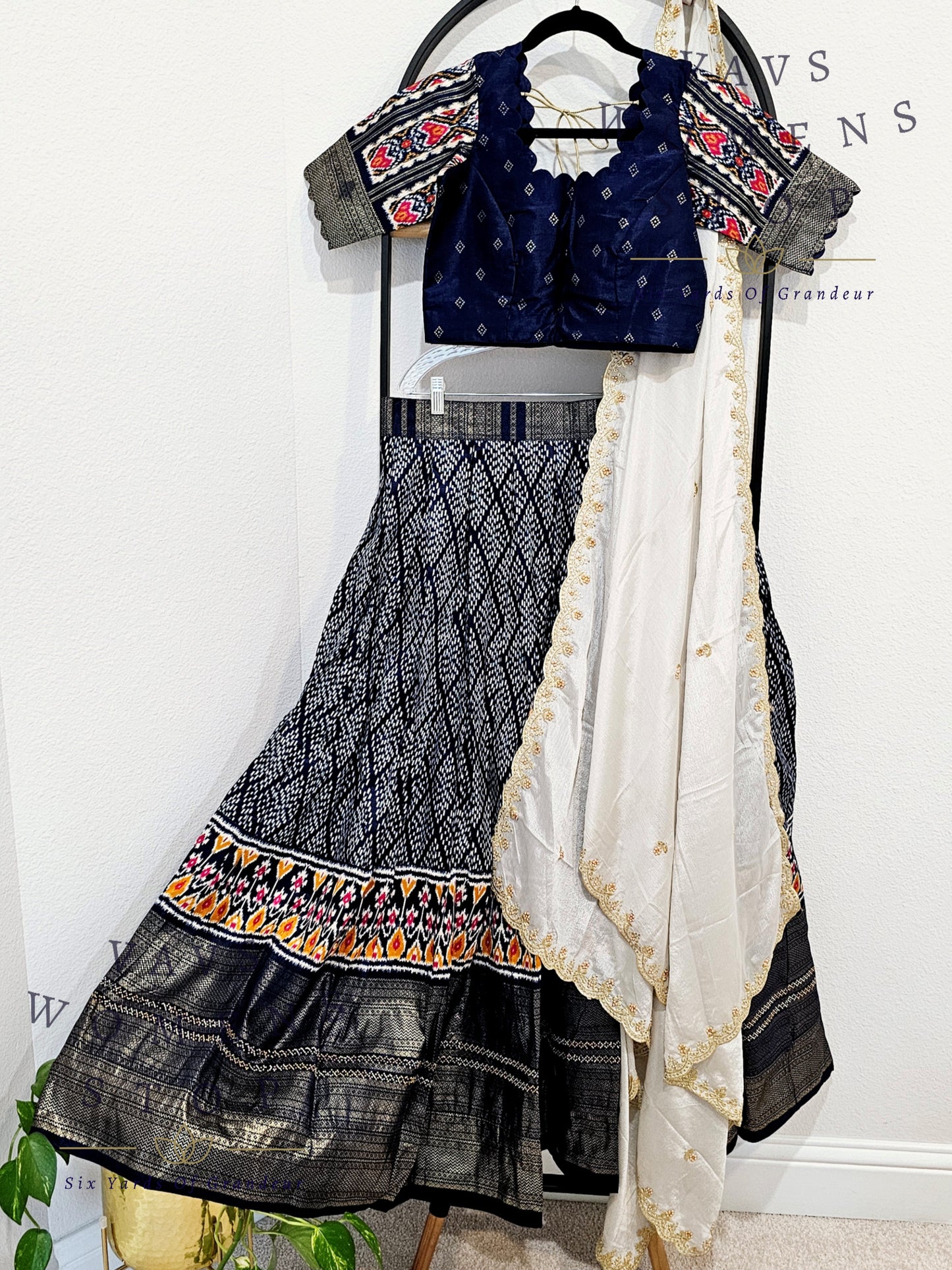 Munga Benarasi Soft Silk Patola Half Saree/ Lehenga Set