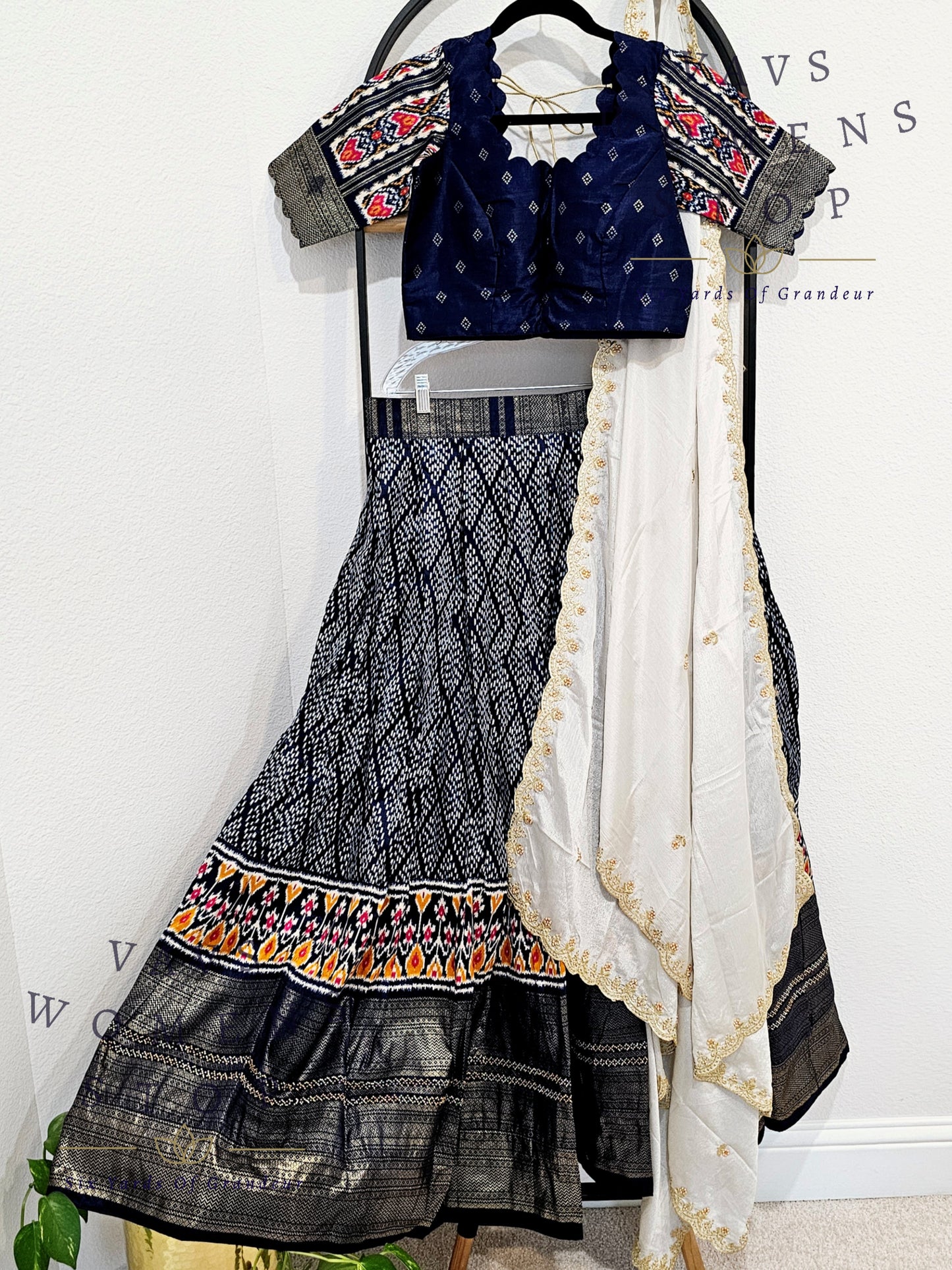 Munga Benarasi Soft Silk Patola Half Saree/ Lehenga Set