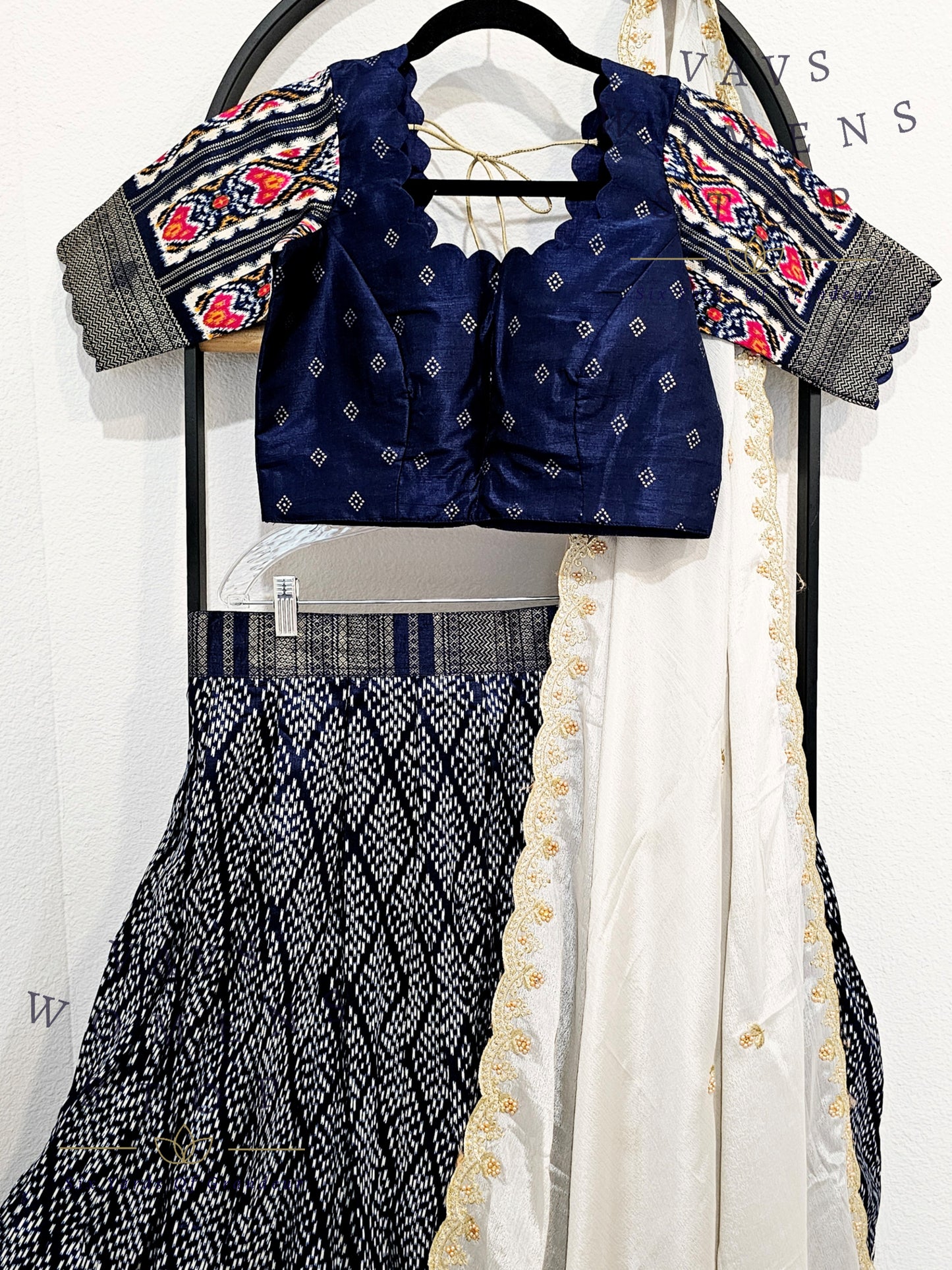 Munga Benarasi Soft Silk Patola Half Saree/ Lehenga Set