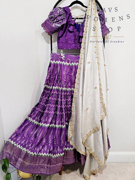 Munga Benarasi Patola Half Saree/ Lehenga Set