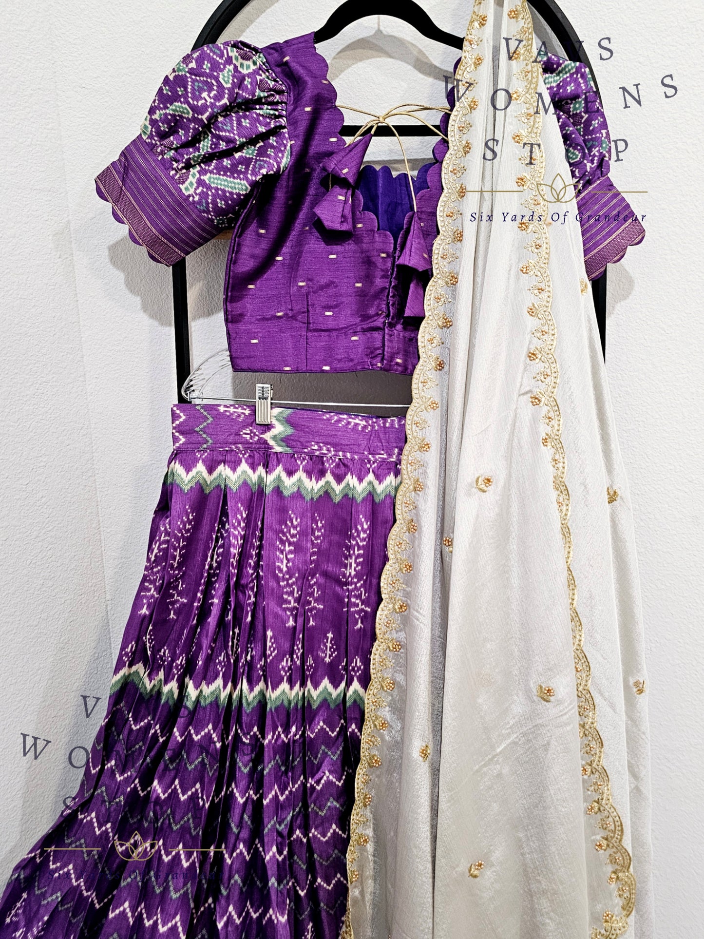 Munga Benarasi Patola Half Saree/ Lehenga Set
