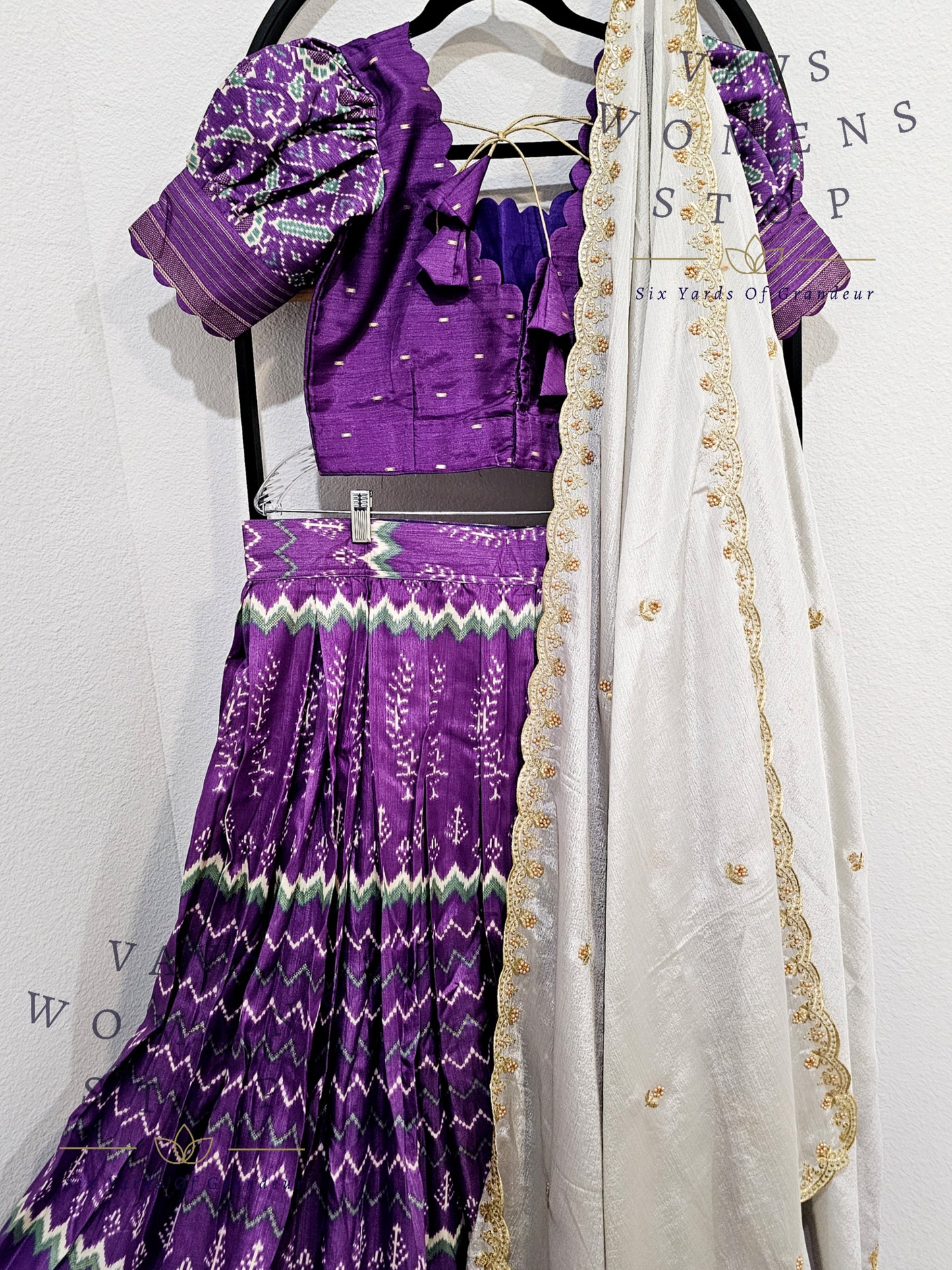 Munga Benarasi Patola Half Saree/ Lehenga Set