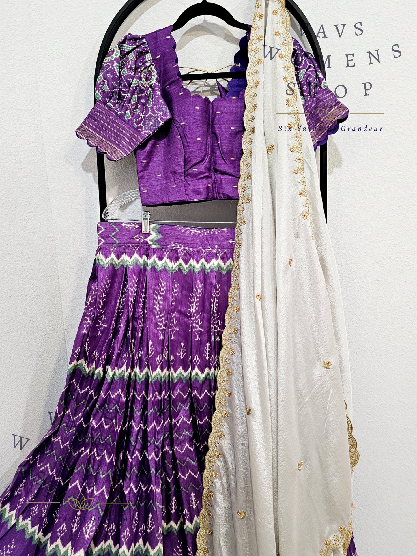 Munga Benarasi Patola Half Saree/ Lehenga Set
