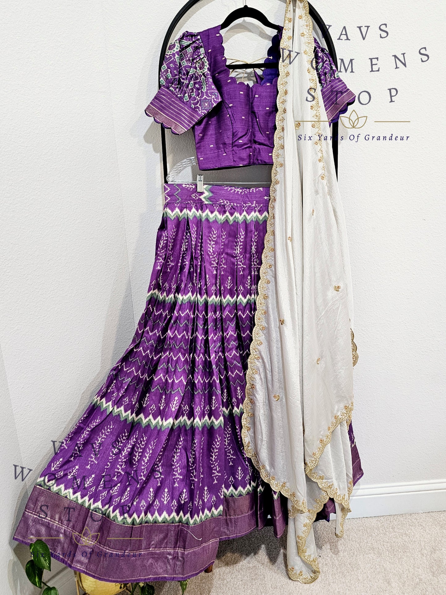Munga Benarasi Patola Half Saree/ Lehenga Set
