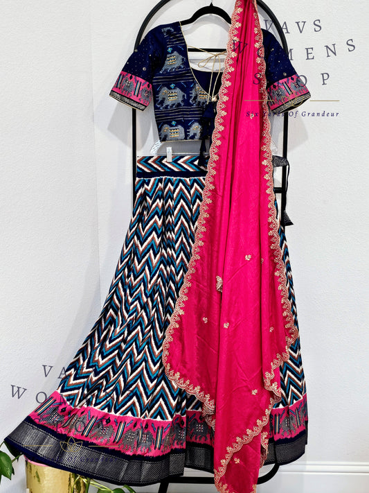 Munga Benarasi Patola Half Saree/ Lehenga Set