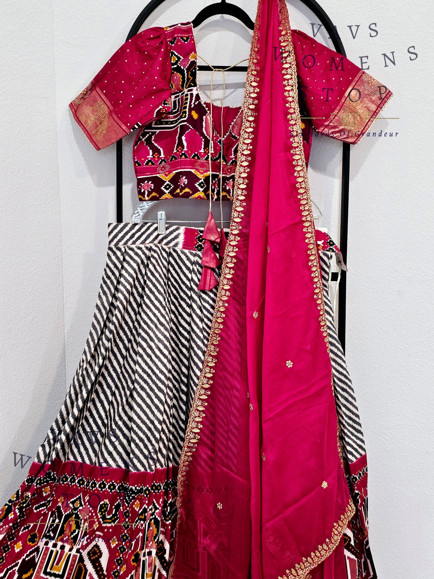 Munga Benarasi Patola Half Saree/ Lehenga Set