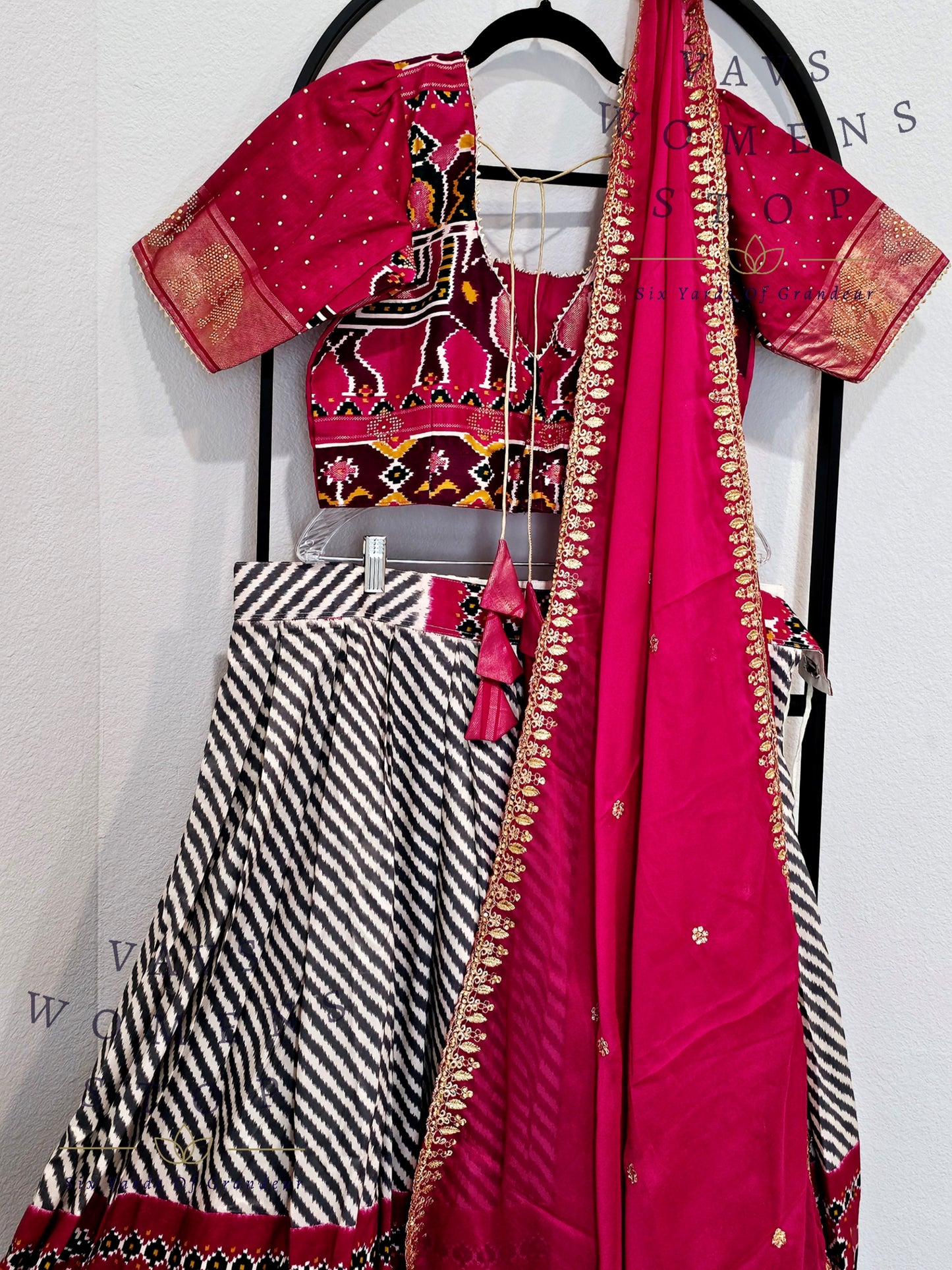 Munga Benarasi Patola Half Saree/ Lehenga Set