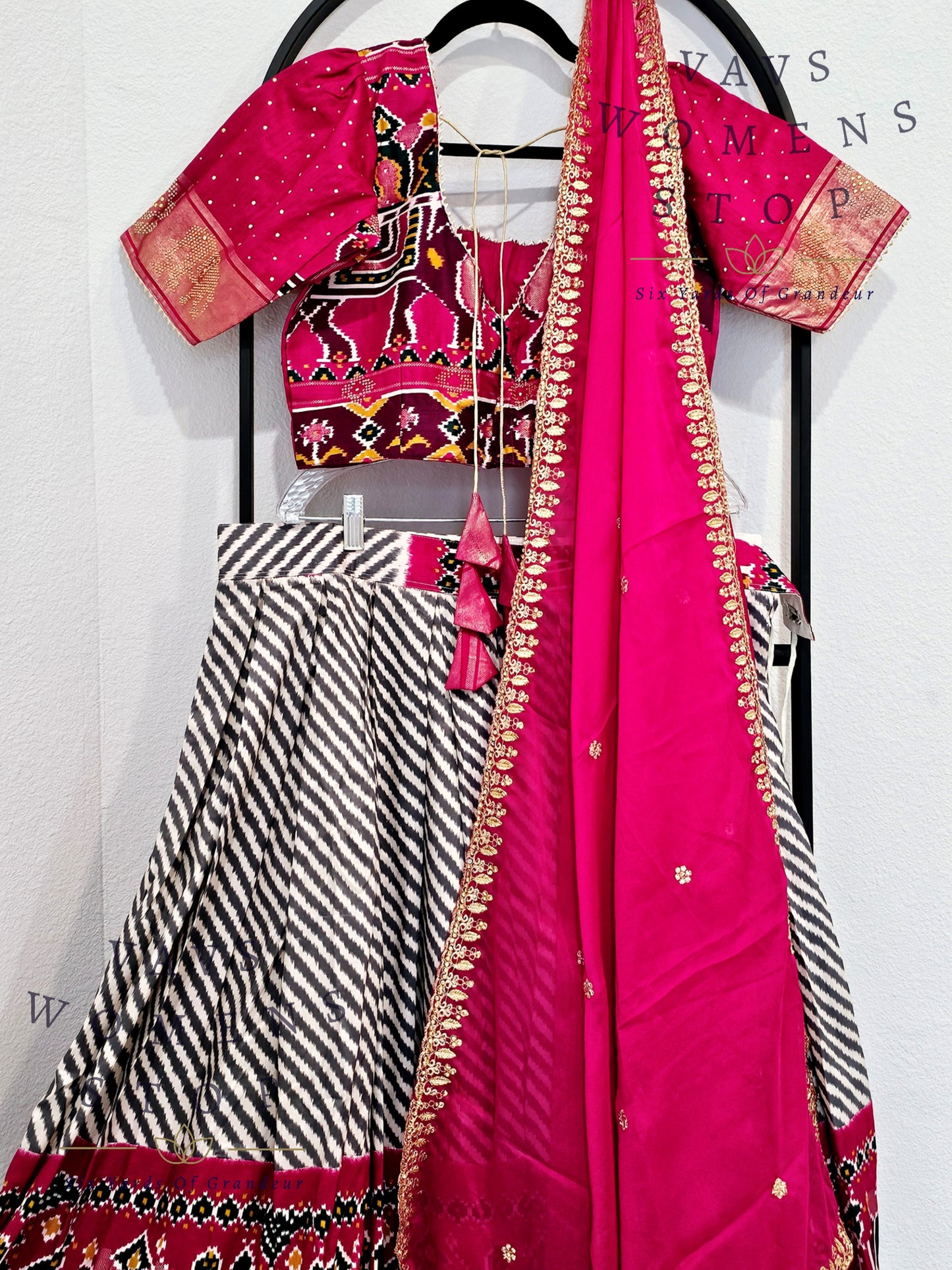 Munga Benarasi Patola Half Saree/ Lehenga Set