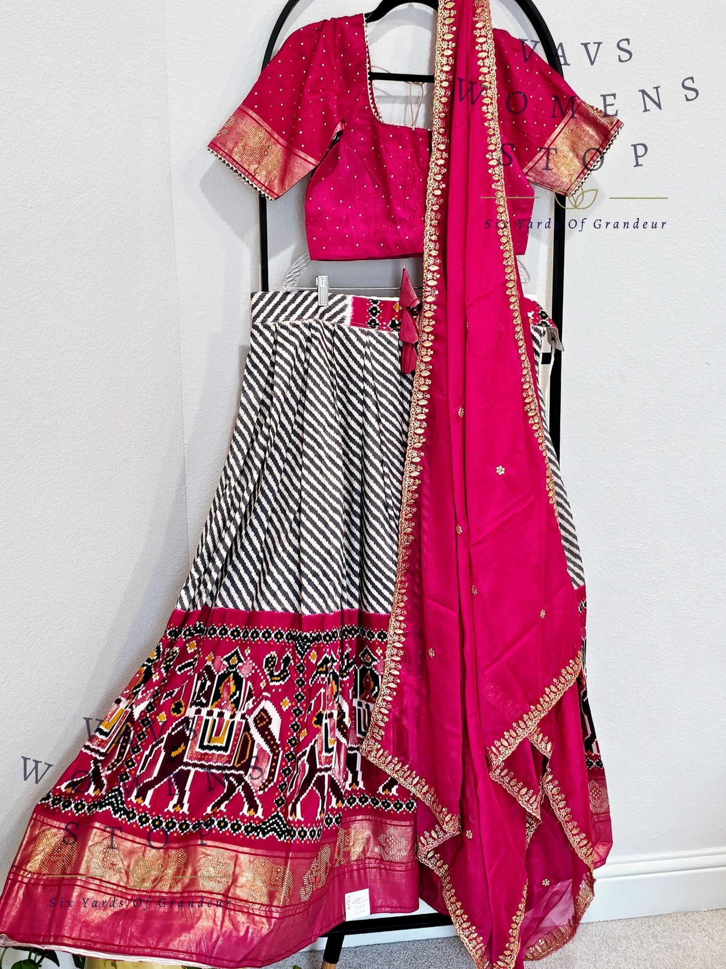 Munga Benarasi Patola Half Saree/ Lehenga Set