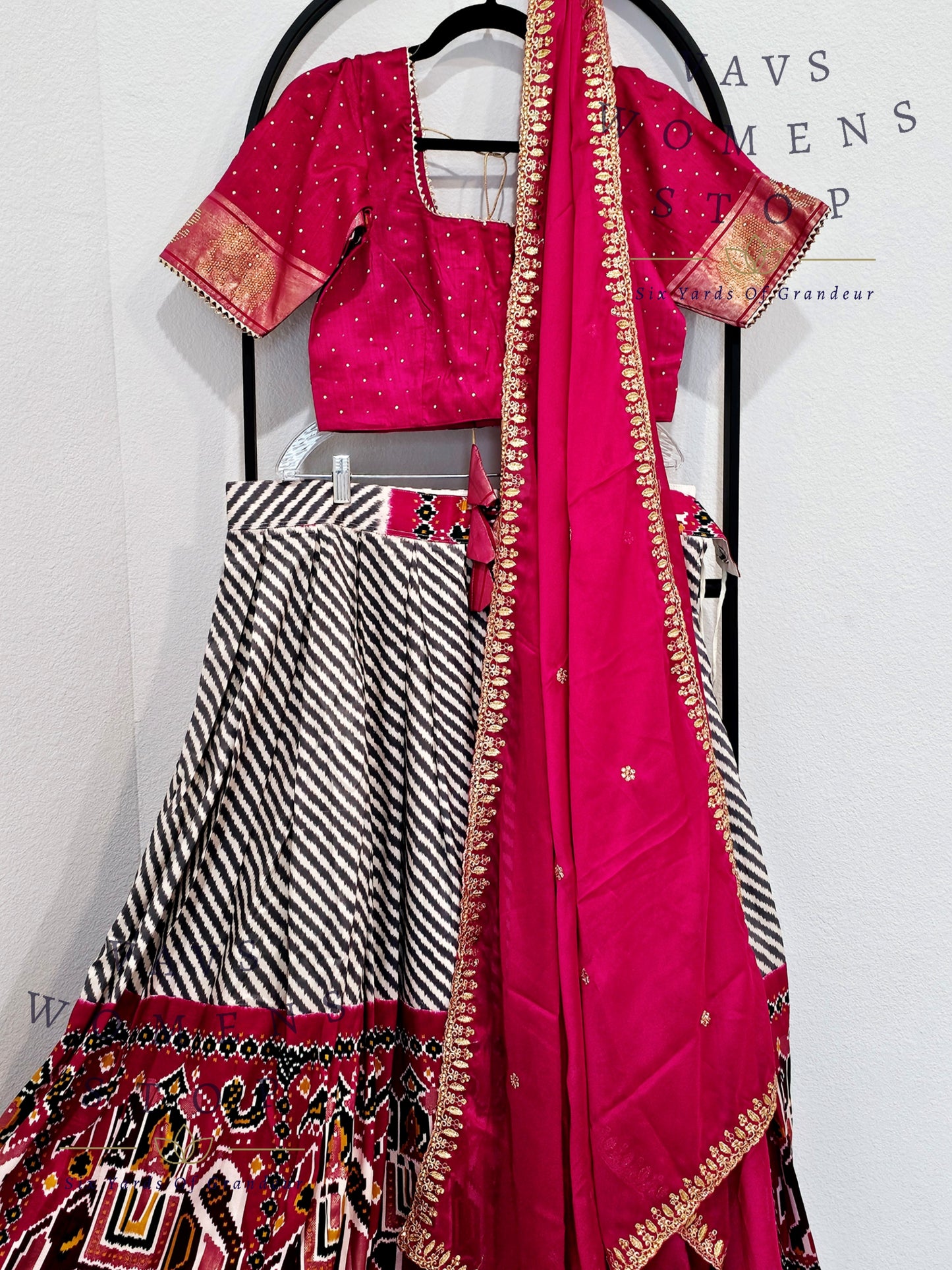 Munga Benarasi Patola Half Saree/ Lehenga Set