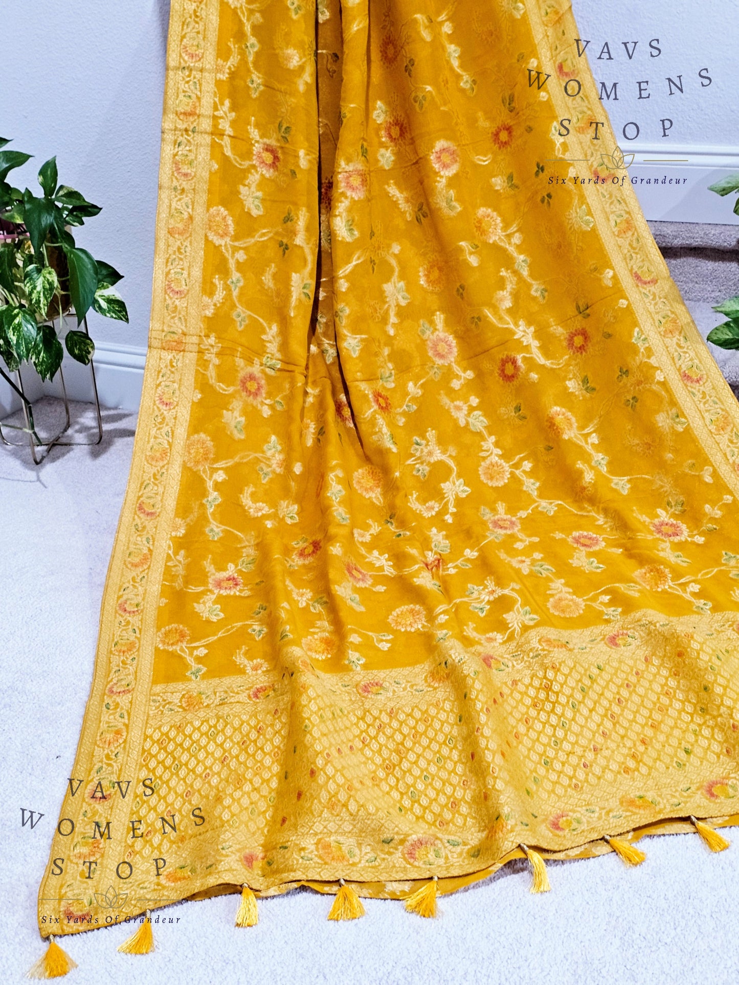 Pure Khaddi Viscose Georgette Designer Saree - Ruffle Sleeves Blouse