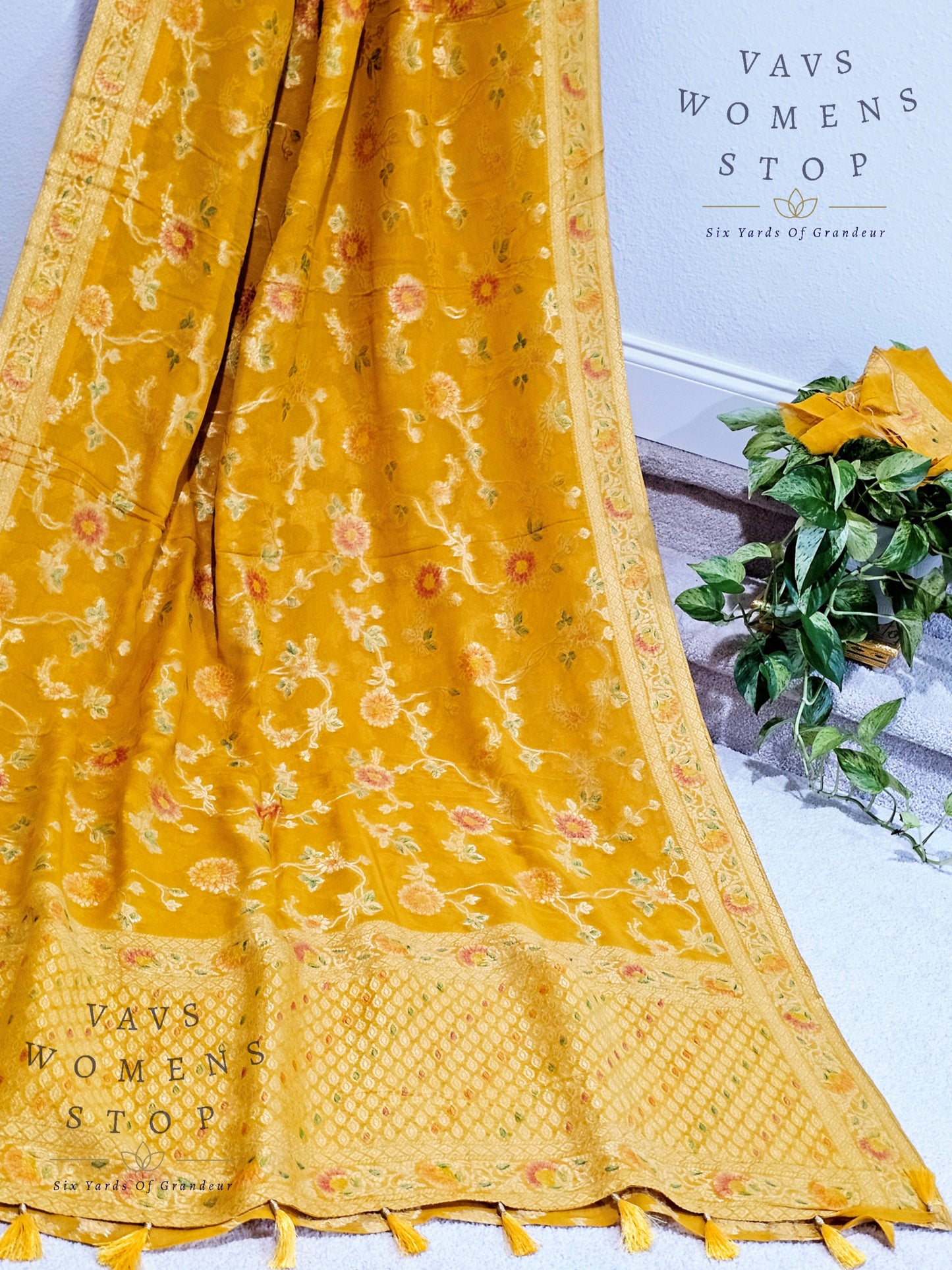 Pure Khaddi Viscose Georgette Designer Saree - Ruffle Sleeves Blouse