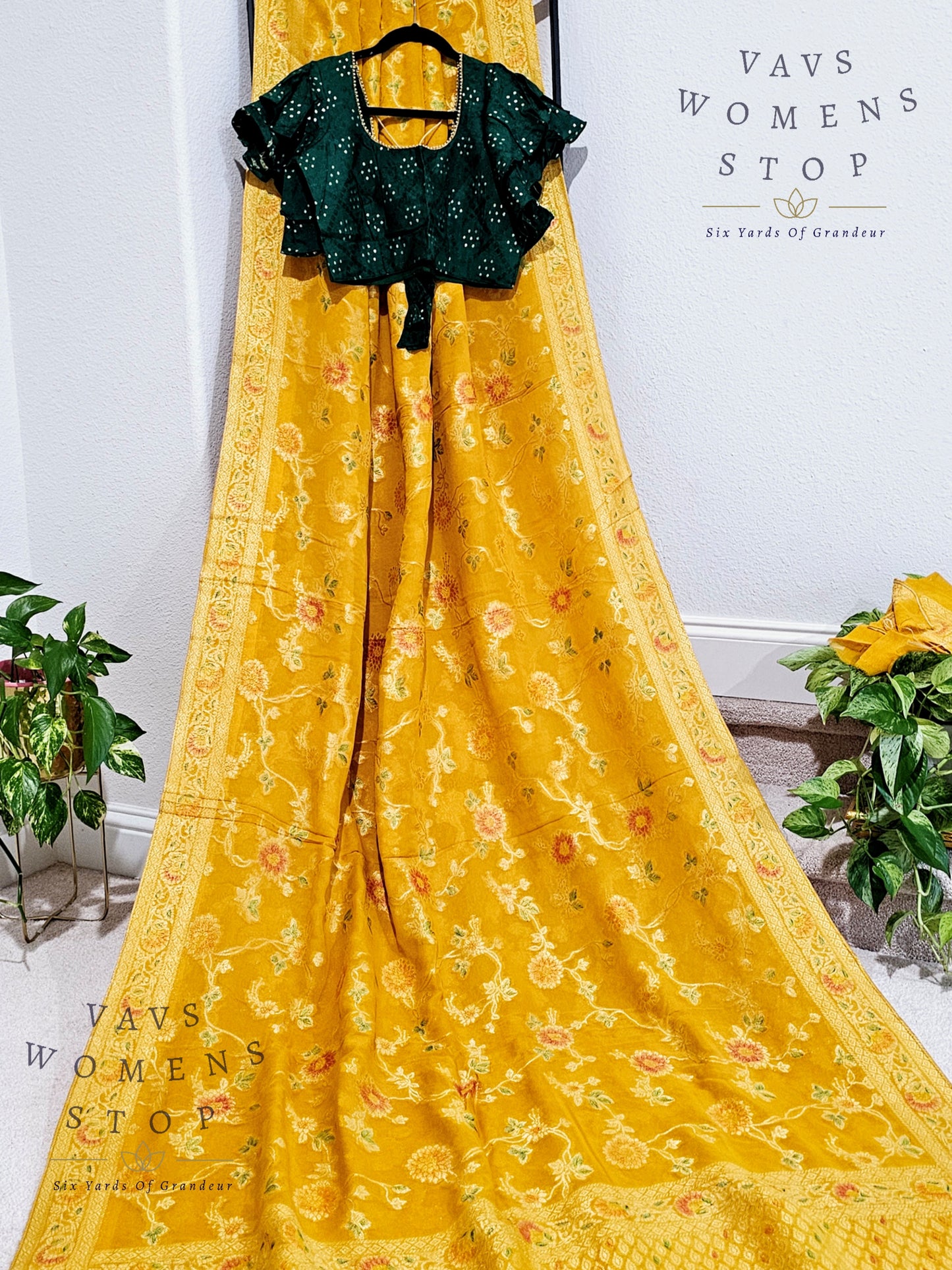Pure Khaddi Viscose Georgette Designer Saree - Ruffle Sleeves Blouse