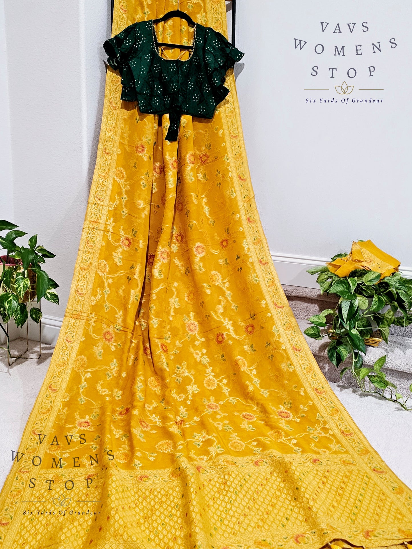 Pure Khaddi Viscose Georgette Designer Saree - Ruffle Sleeves Blouse