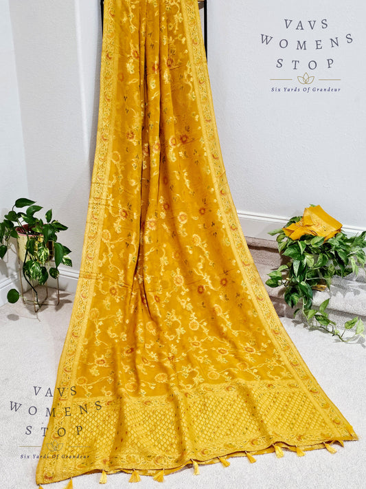 Pure Khaddi Viscose Georgette Designer Saree