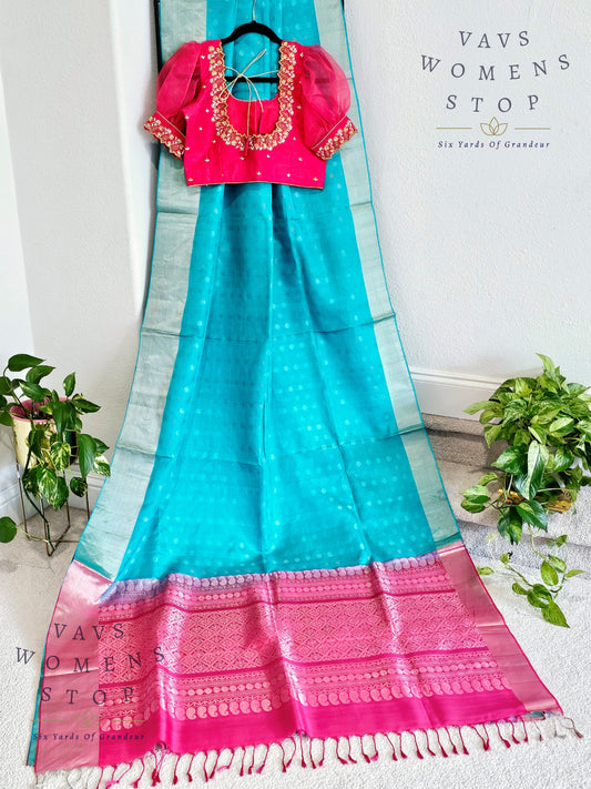 Pure Kanchi Soft Silk Saree - Maggam Blouse