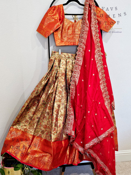 Kanchi Silk Tissue Traditional Half Saree Set