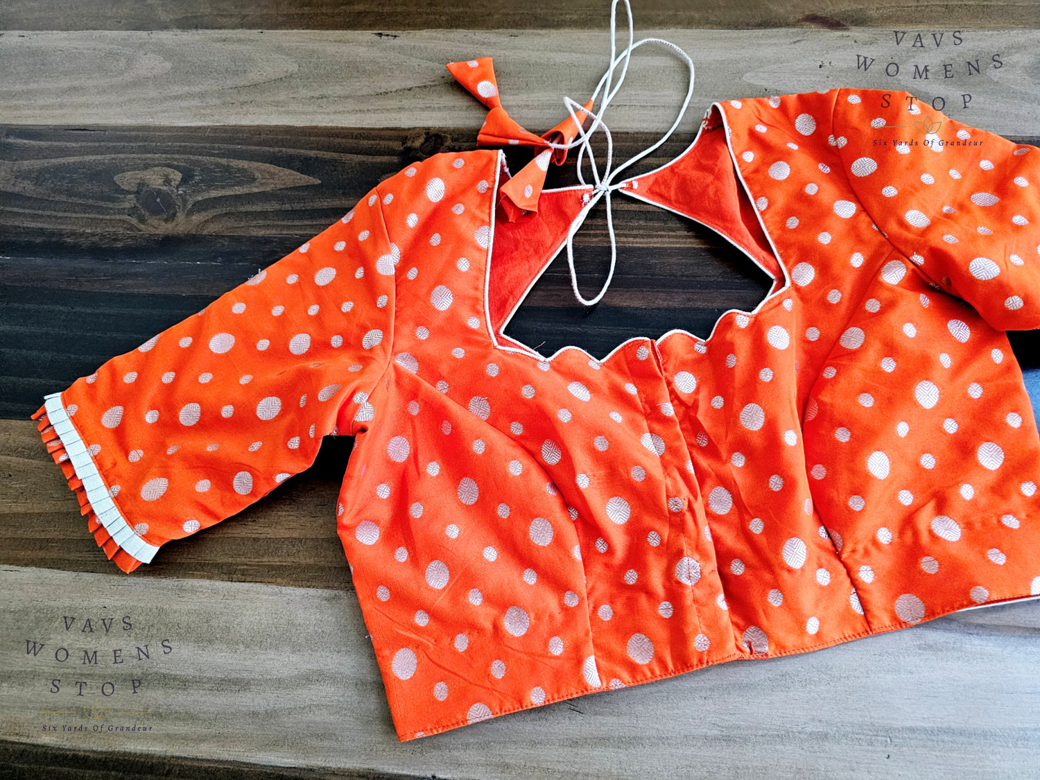 Orange Benarasi Silk Blouse with Silver Zari Ball Butta – Designer Saree Blouse USA”

“Elegant Orange Banarasi Blouse with Silver Zari Work – Wedding & Festive Wear”