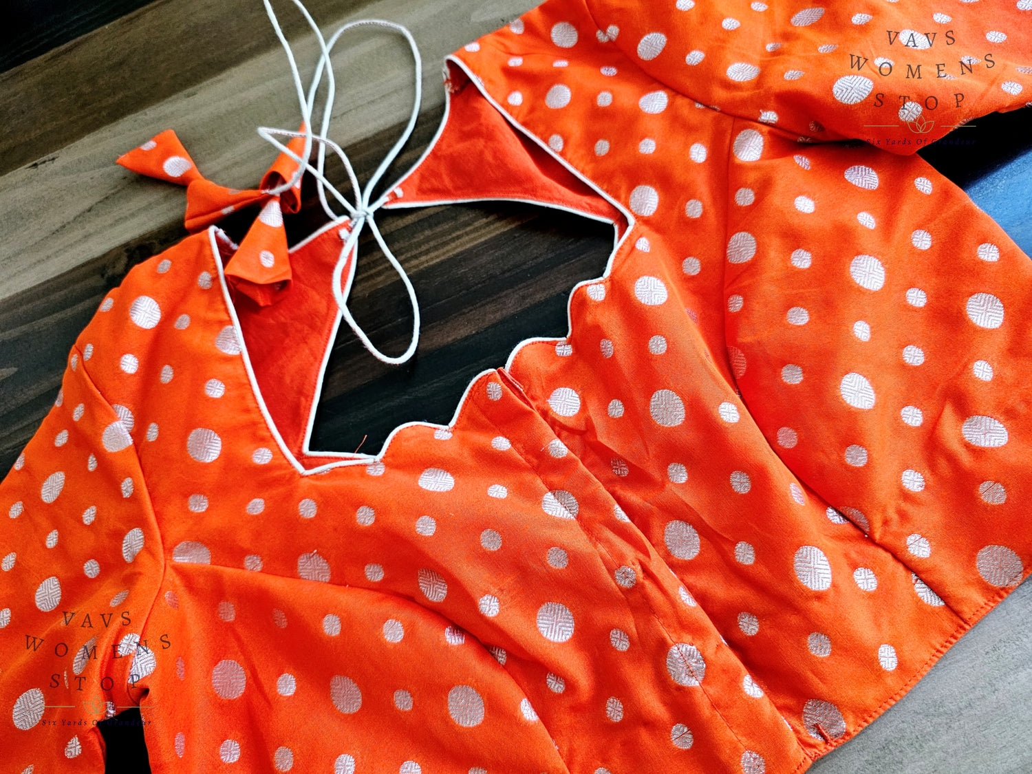 Orange Benarasi Silk Blouse with Silver Zari Ball Butta – Designer Saree Blouse USA”

“Elegant Orange Banarasi Blouse with Silver Zari Work – Wedding & Festive Wear”