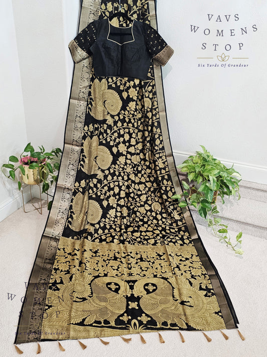 Kalamkari Print Soft Chanderi Linen Silk Saree - Blouse