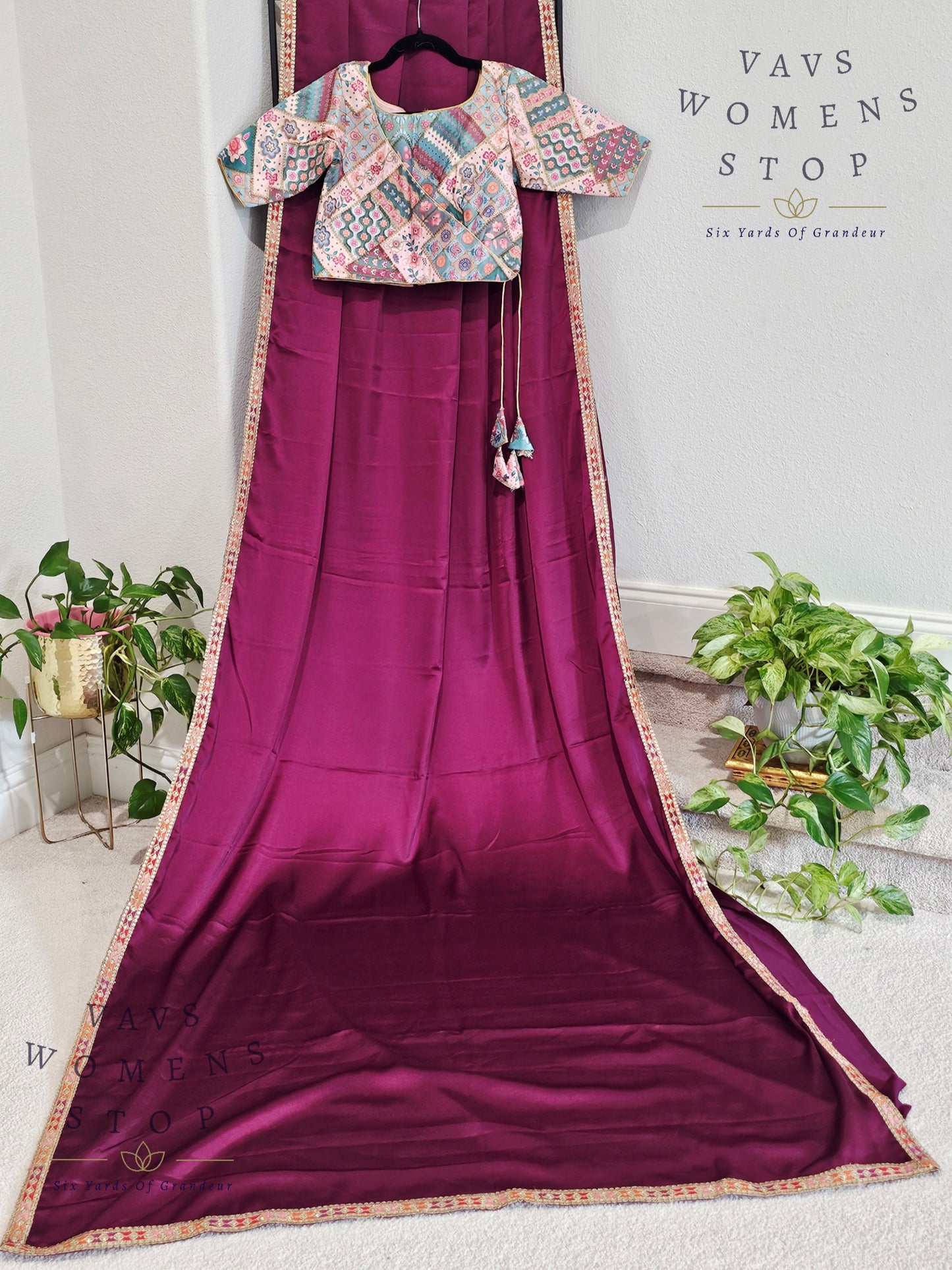 Plain Viscose Modal Silk Saree Paired - Pure Tussar Rawsilk Embroidery Blouse