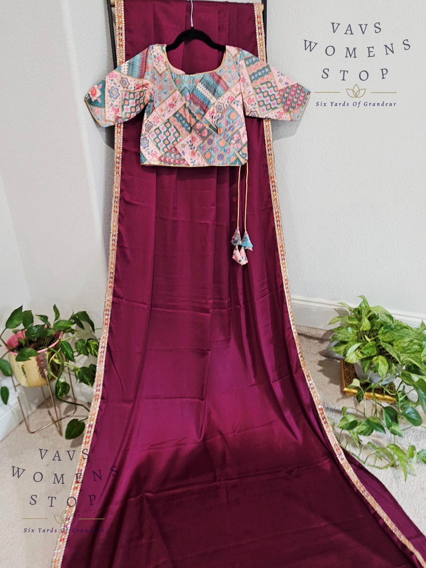 Plain Viscose Modal Silk Saree Paired - Pure Tussar Rawsilk Embroidery Blouse