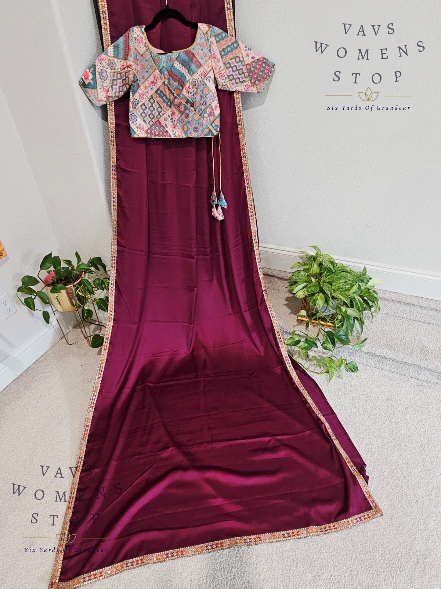 Plain Viscose Modal Silk Saree Paired - Pure Tussar Rawsilk Embroidery Blouse