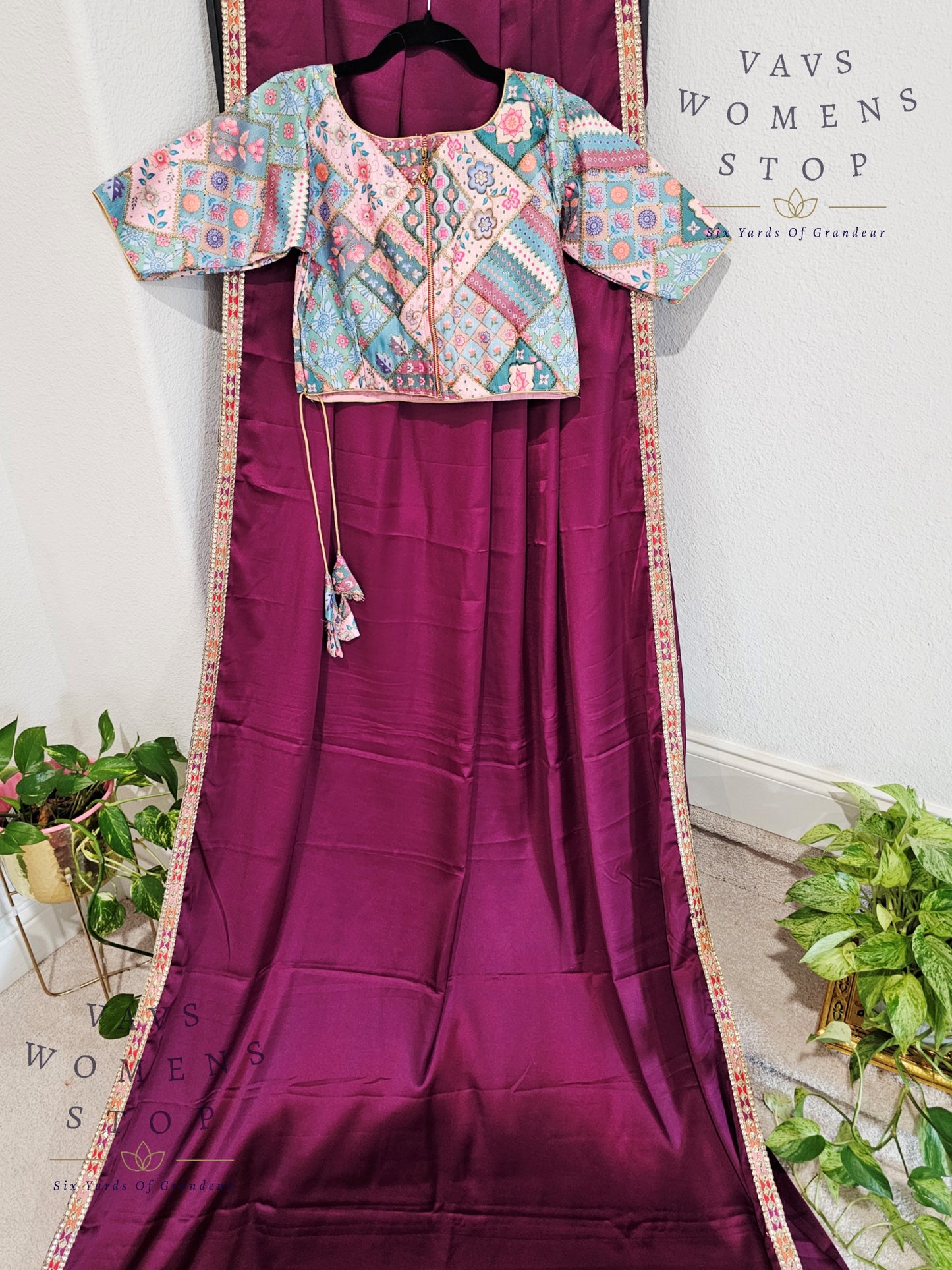 Plain Viscose Modal Silk Saree Paired - Pure Tussar Rawsilk Embroidery Blouse