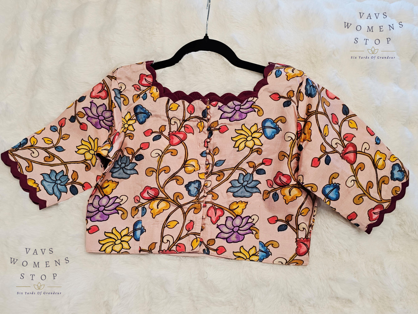 “Light Pink Silk Stitched Blouse with Kalamkari Print – USA Ready to Ship”

“Designer Kalamkari Print Silk Saree Blouse – Party & Festive Wear USA”