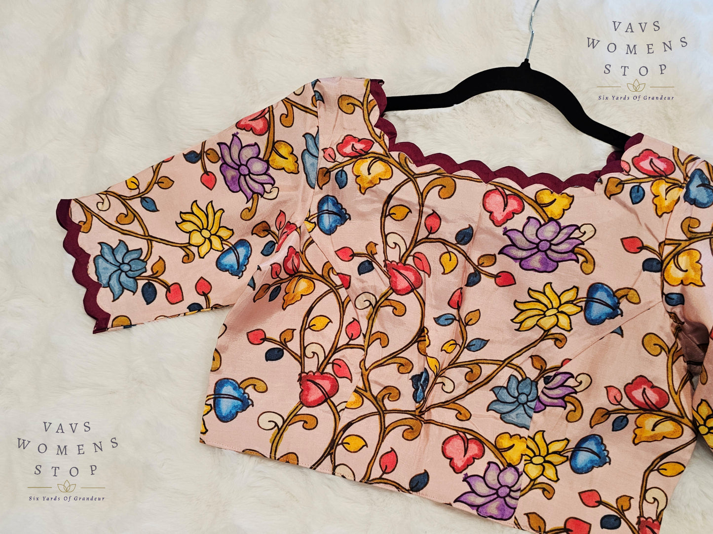 “Light Pink Silk Stitched Blouse with Kalamkari Print – USA Ready to Ship”

“Designer Kalamkari Print Silk Saree Blouse – Party & Festive Wear USA”