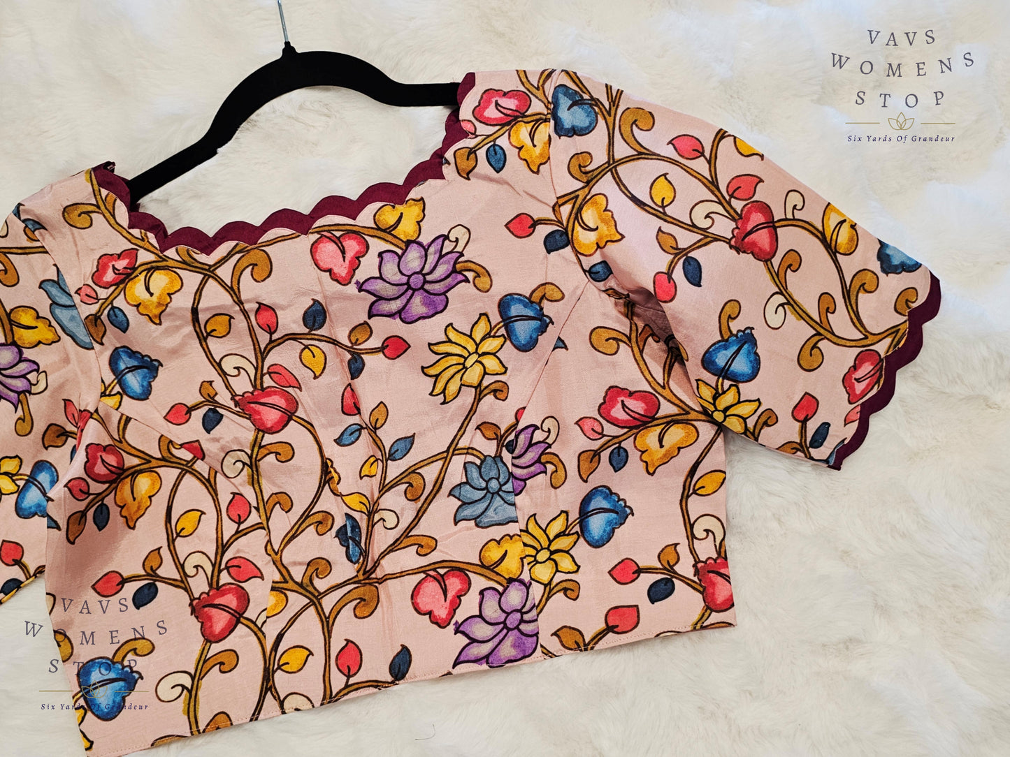 “Light Pink Silk Stitched Blouse with Kalamkari Print – USA Ready to Ship”

“Designer Kalamkari Print Silk Saree Blouse – Party & Festive Wear USA”