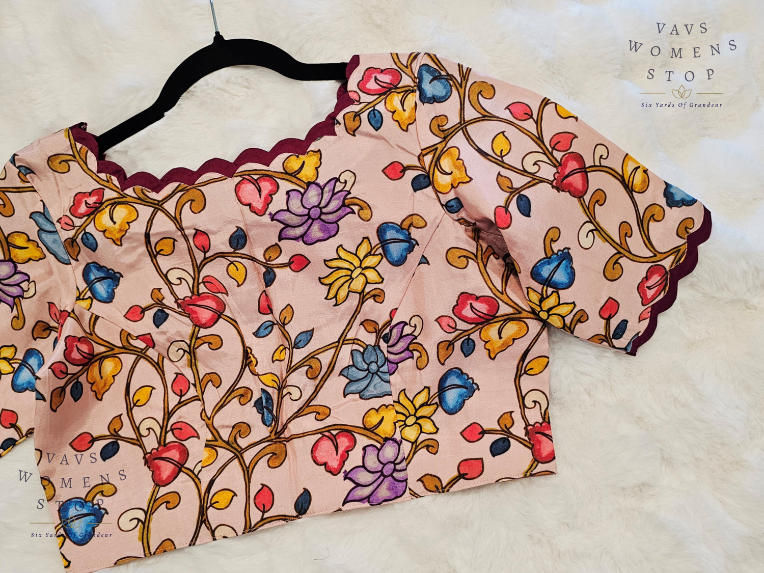 “Light Pink Silk Stitched Blouse with Kalamkari Print – USA Ready to Ship”

“Designer Kalamkari Print Silk Saree Blouse – Party & Festive Wear USA”