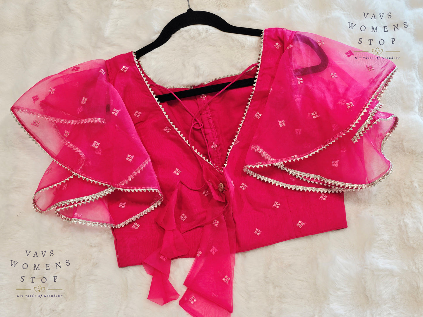 Organza Ruffle Sleeves Blouse