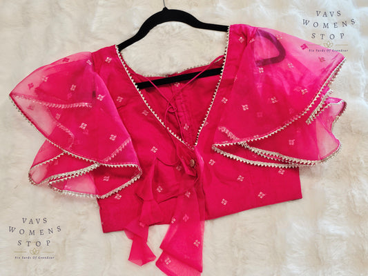 Organza Ruffle Sleeves Blouse