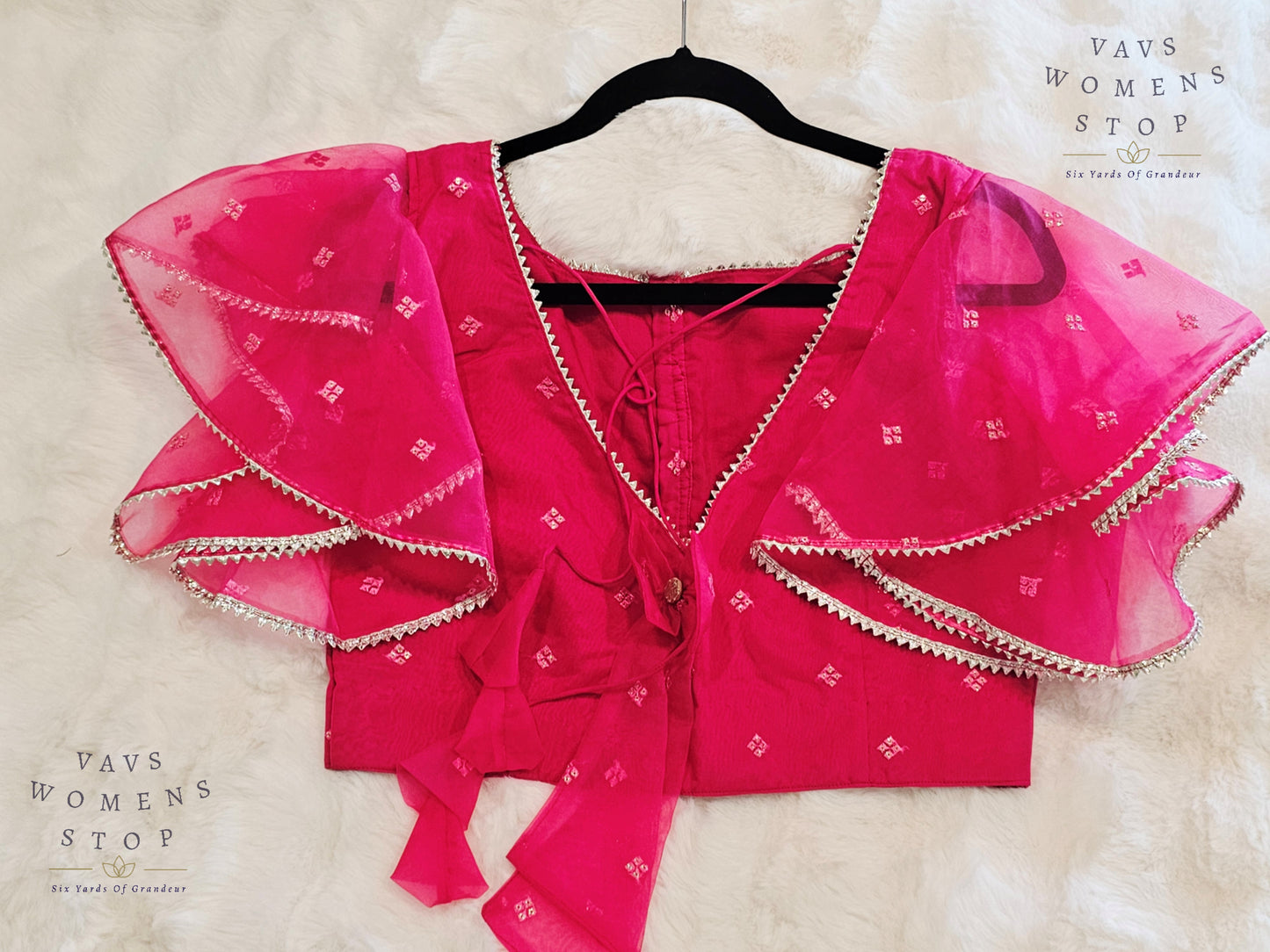 Organza Ruffle Sleeves Blouse