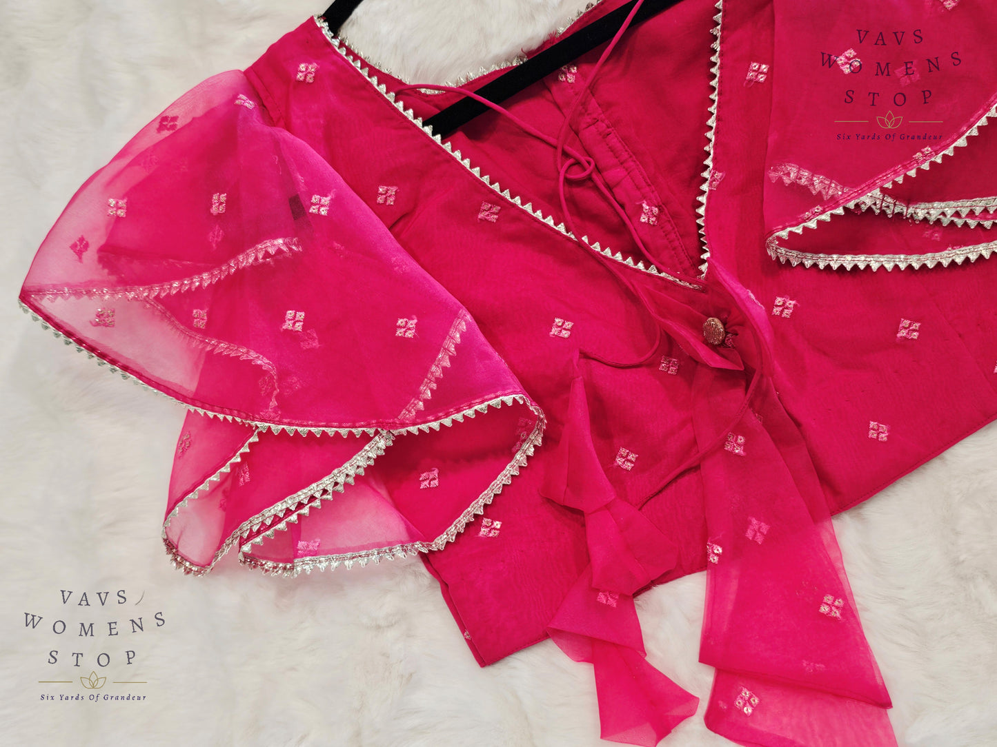 Organza Ruffle Sleeves Blouse
