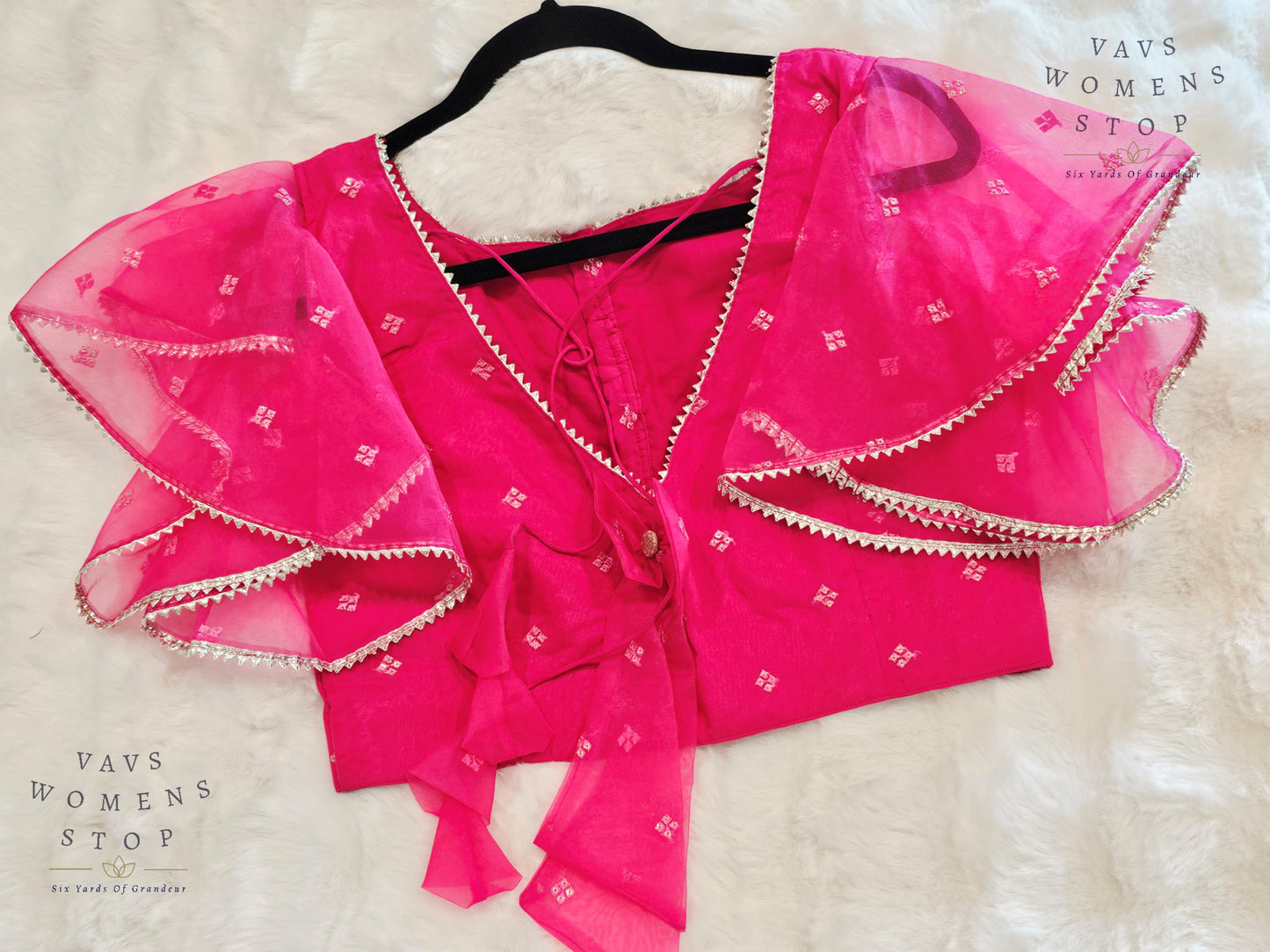 Organza Ruffle Sleeves Blouse