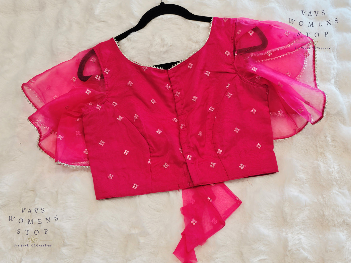 Organza Ruffle Sleeves Blouse